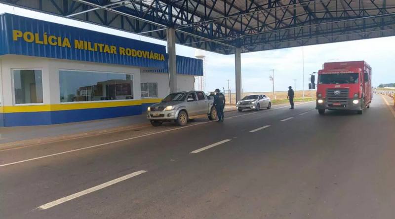 Fiscalização da Polícia Militar Rodoviária em Chapadão do Sul, na MS-306 ©Divulgação/PMR